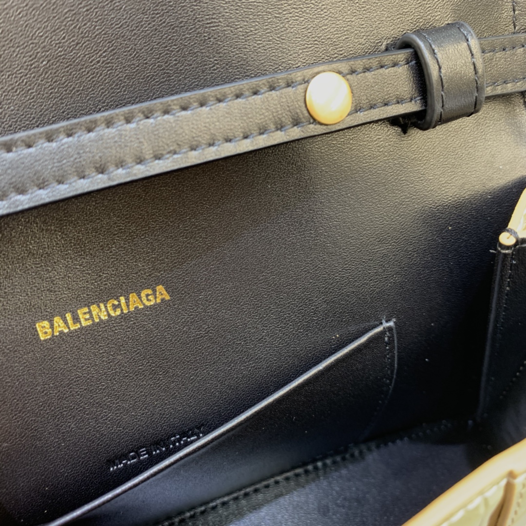 Balenciaga Big Hourglass Wallet With Chain Crocodile Embossed Shoulder Bag Gold